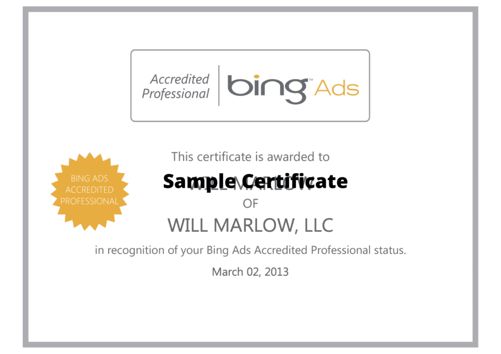 Bing Ad Certification